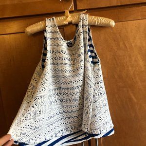 Anthro baby doll Navy and White tank